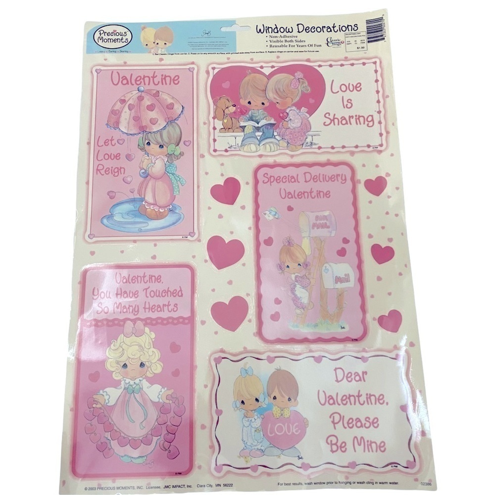 New Precious Moments Valentine Window Cling Decorations
